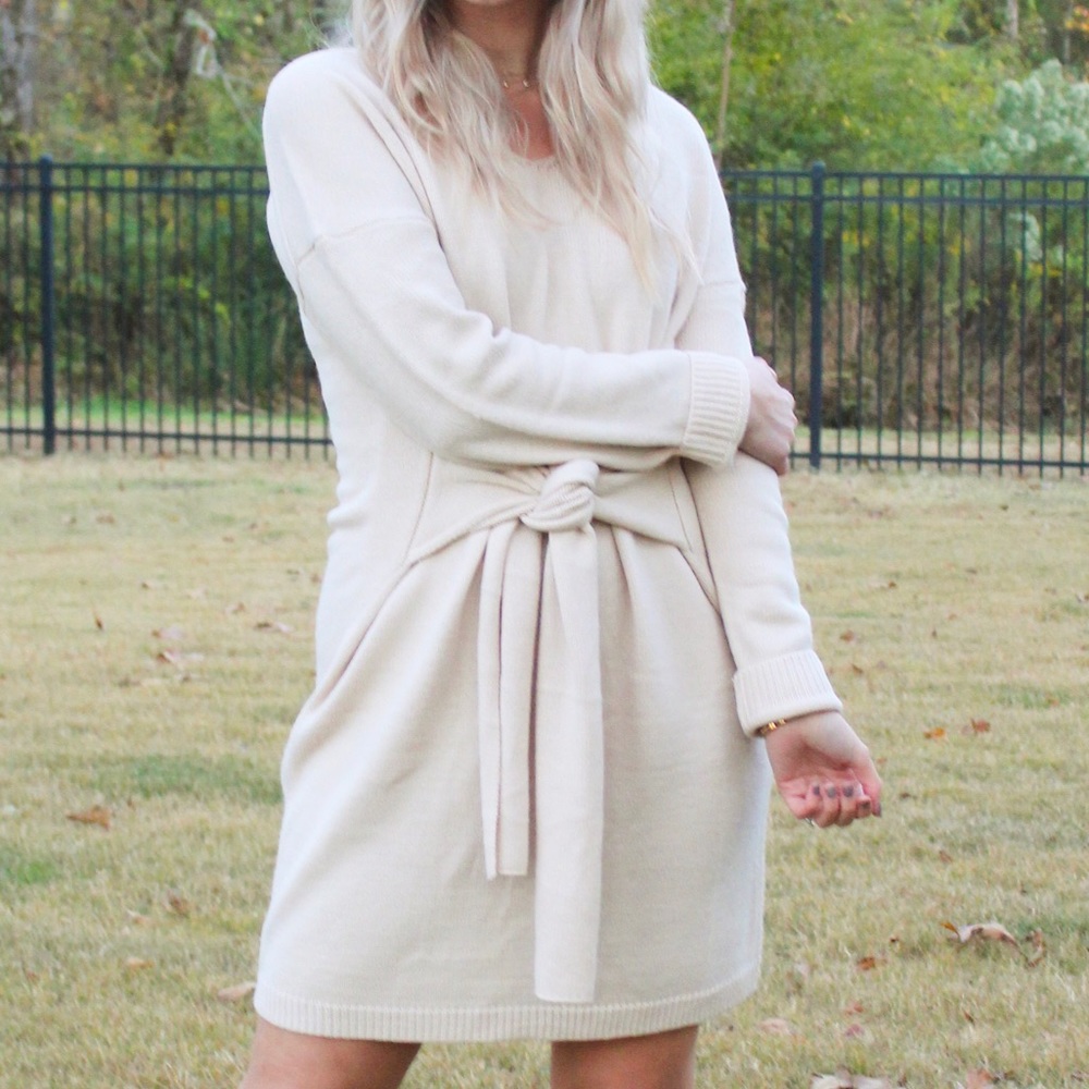 Cream sweater dress